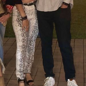 WHITE ZARA SNAKESKIN JEANS